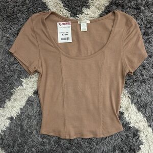 BOZZOLO-Brown Cropped Shirt